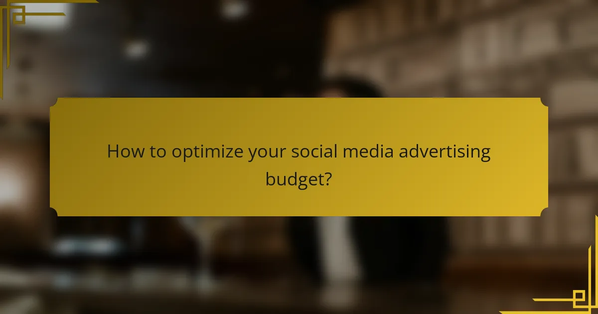 How to optimize your social media advertising budget?