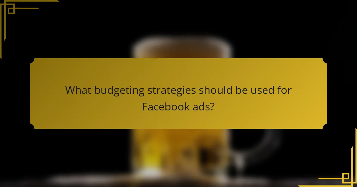 What budgeting strategies should be used for Facebook ads?