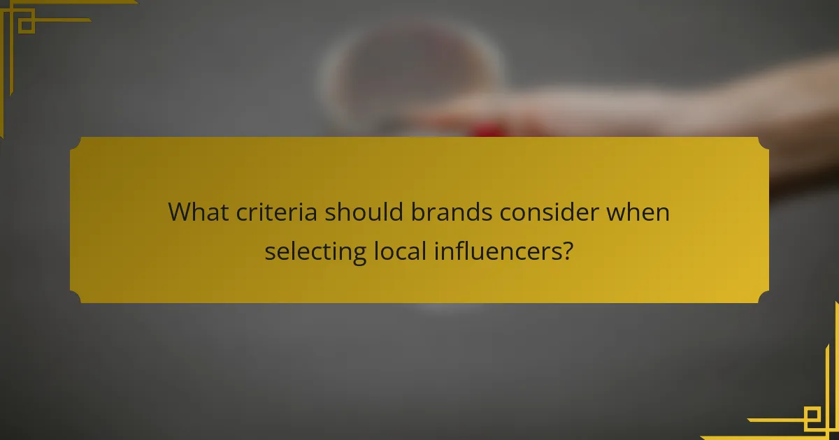What criteria should brands consider when selecting local influencers?