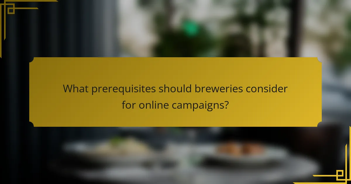 What prerequisites should breweries consider for online campaigns?